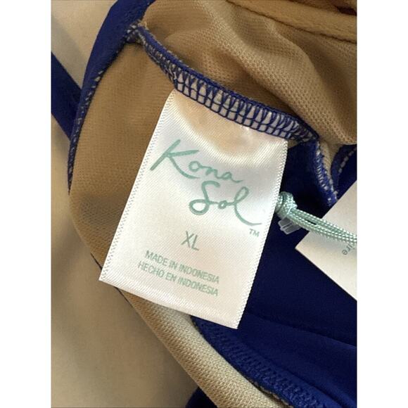 NWT Kona Sol Size XL 16 Royal Blue Underwired Swim Top With Back Hook Closure - Picture 10 of 13